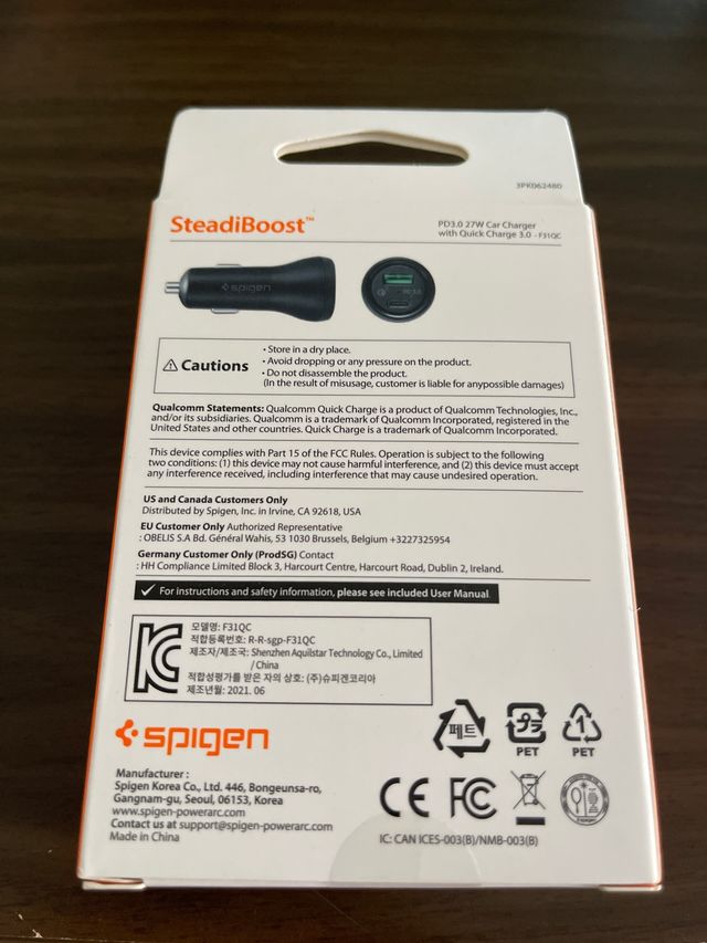 Cargador Movil para coche. Spigen. 45W Precintado