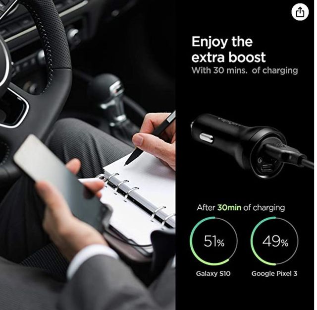 Cargador Movil para coche. Spigen. 45W Precintado