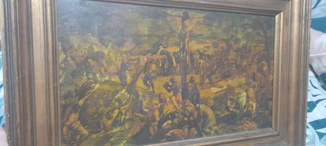 cuadro antiguo casa jardín