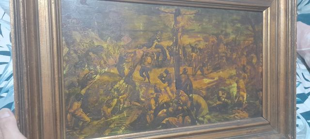 cuadro antiguo casa jardín