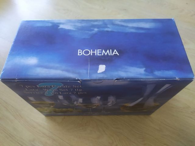 JUEGO JARRA Y COPAS CRISTAL DE BOHEMIA