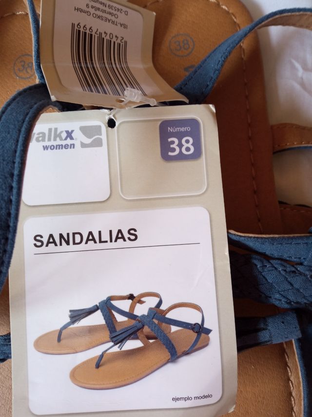 Sandalias azules. N°38.