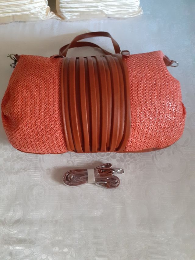 Borsa mare paglia ed ecopelle
