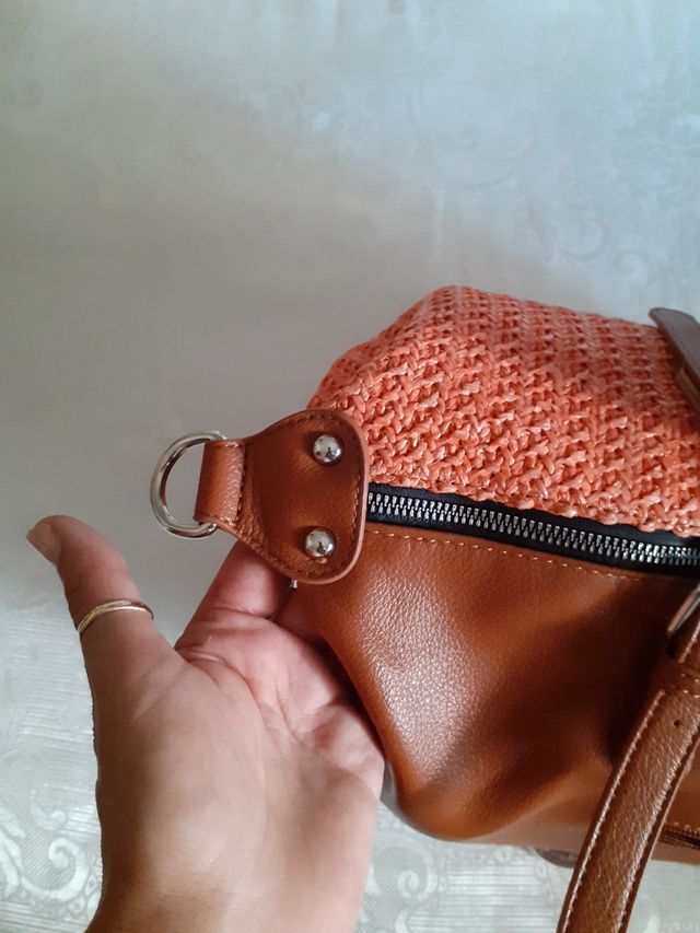 Borsa mare paglia ed ecopelle