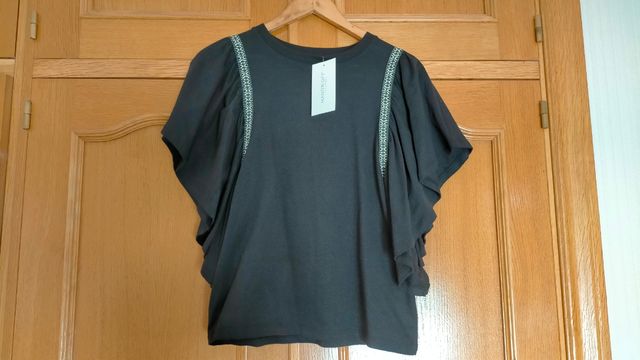 Camisa boho Nueva 100% algodón con tira bordada