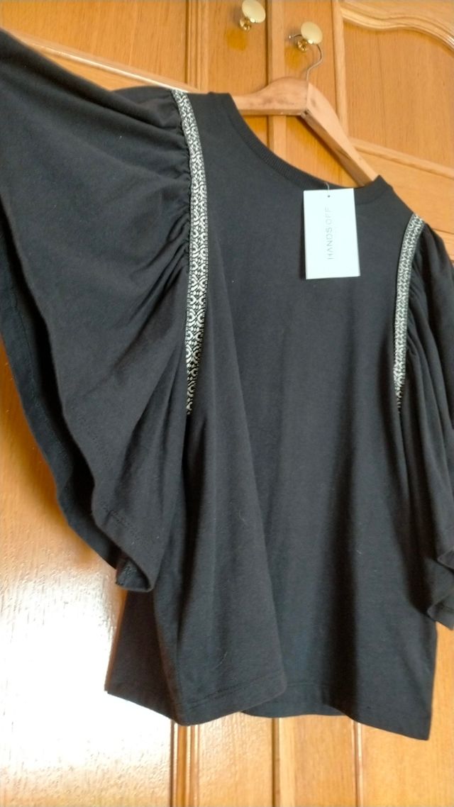 Camisa boho Nueva 100% algodón con tira bordada