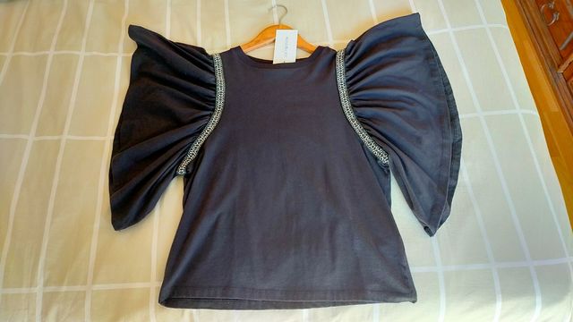 Camisa boho Nueva 100% algodón con tira bordada