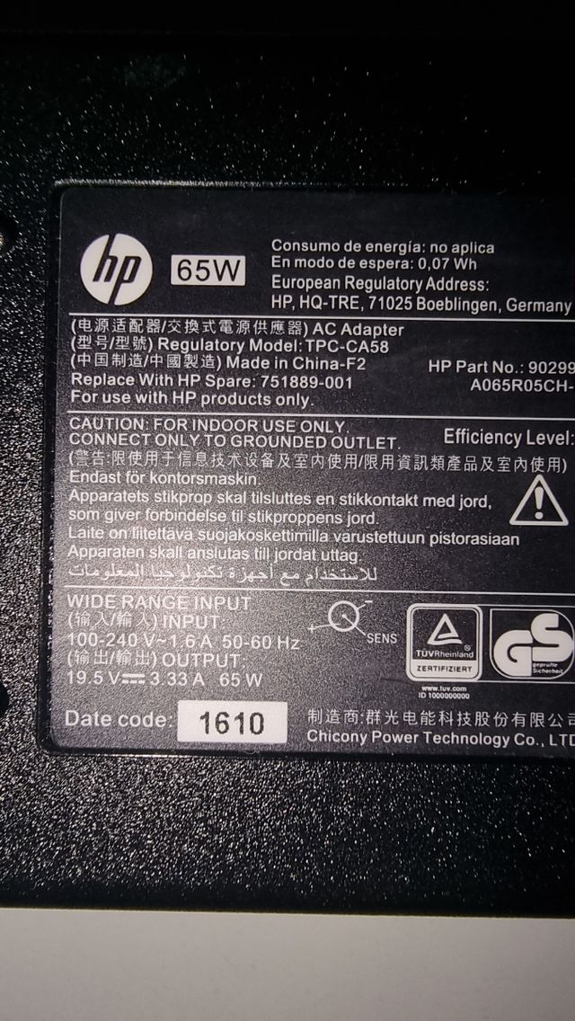 Cargador portatil HP 65w