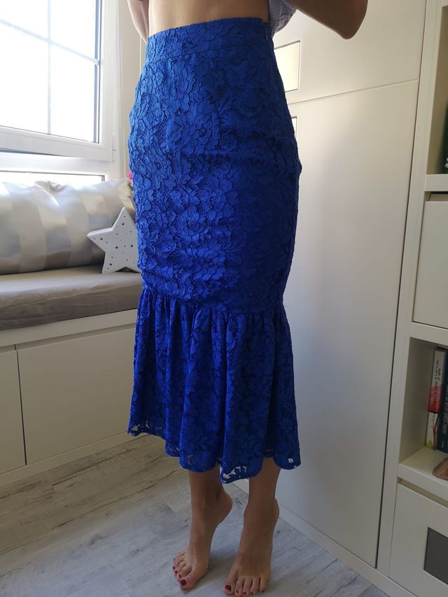 Falda sirena encaje azul
