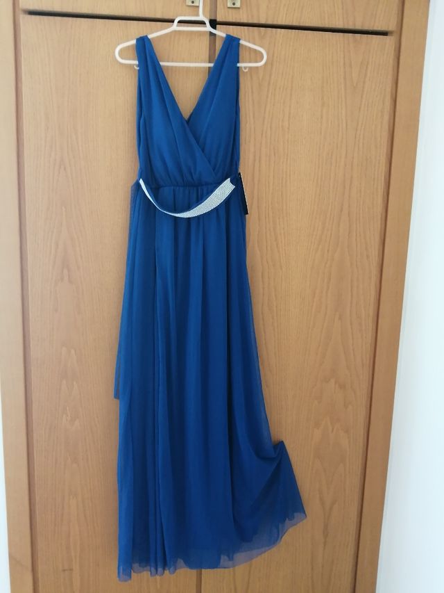 vestido largo color azul