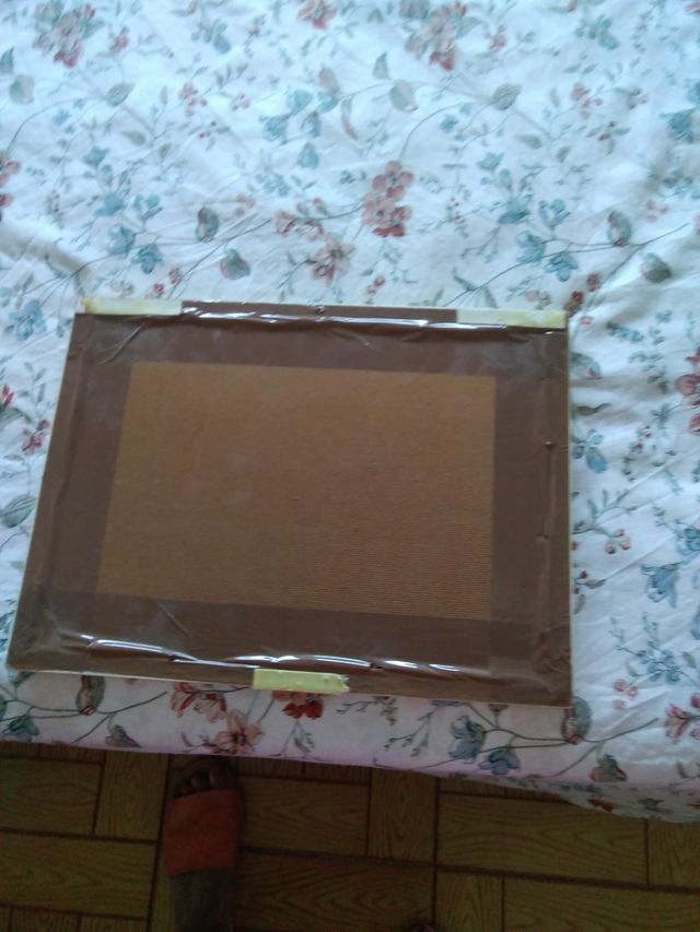 Cuadro infantil manualidad marco de madera