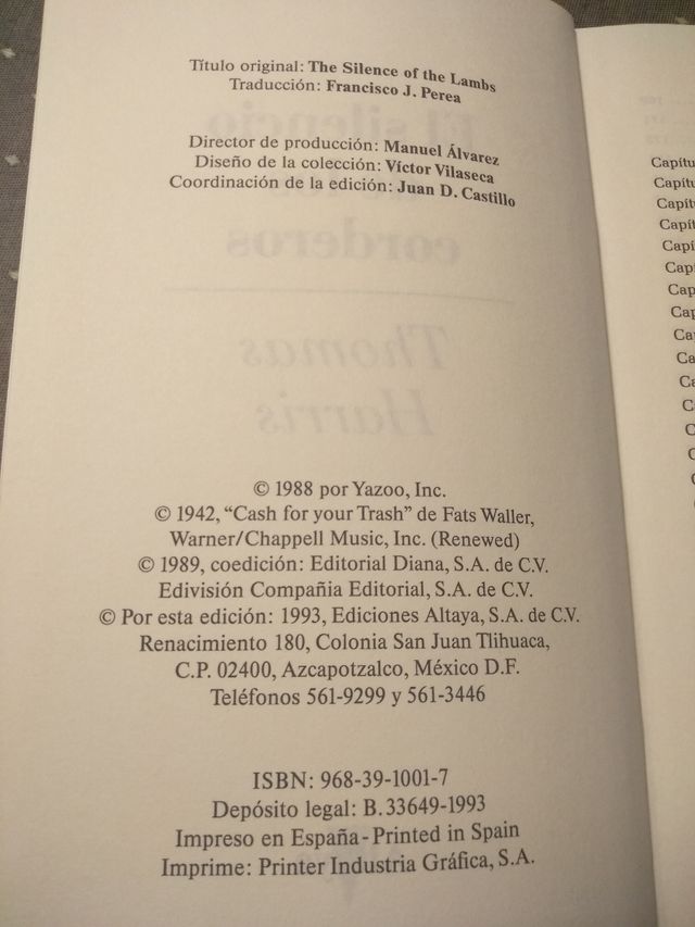 El silencio de los corderos. Thomas Harris