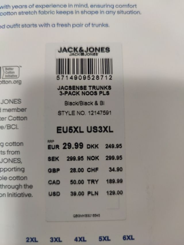 Calzoncillos Trunks 5xl