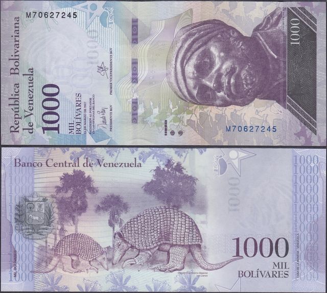 VENEZUELA - 5 billetes de 500 a 20.000 bolívares