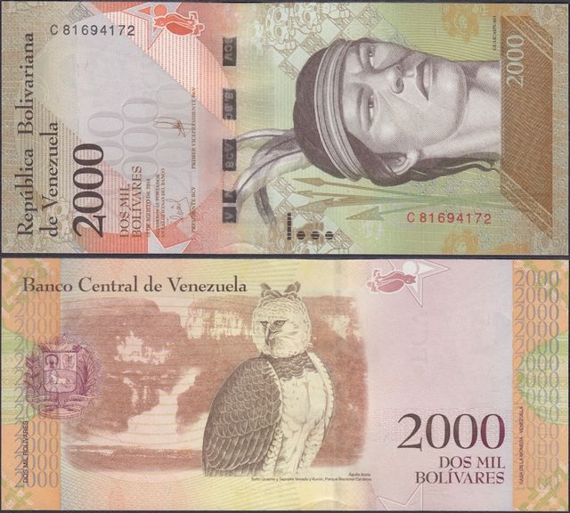 VENEZUELA - 5 billetes de 500 a 20.000 bolívares