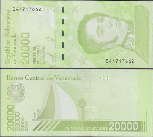 VENEZUELA - 5 billetes de 500 a 20.000 bolívares