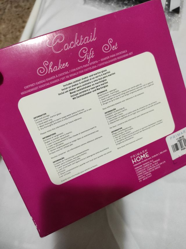 kit coctelera rosa+vaso cóctel