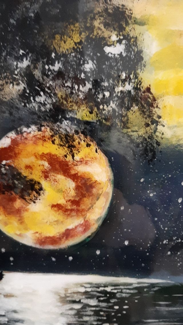 cuadro pintado a mano barniz resina epoxi