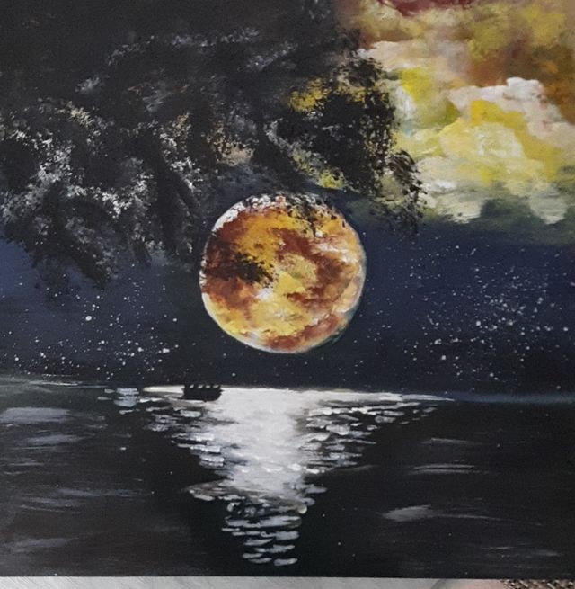 cuadro pintado a mano barniz resina epoxi