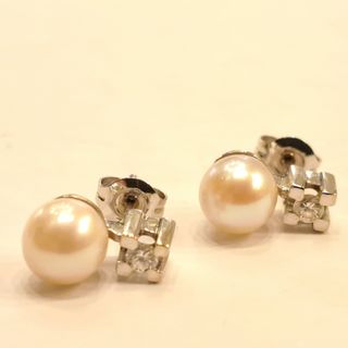 Pendientes de Oro 18K Blanco con Perla y Diamantes