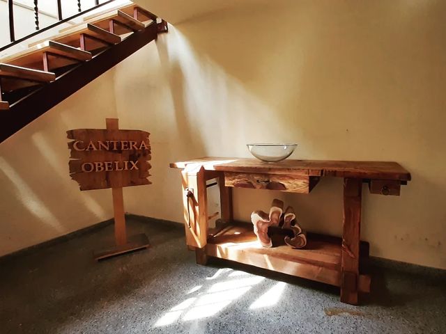 Mueble de baño banco de carpintero con espejo