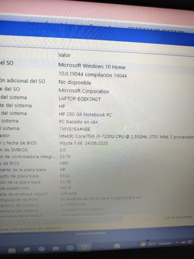 HP 250 G6 FUNCIONA SOLO CON CARGADOR