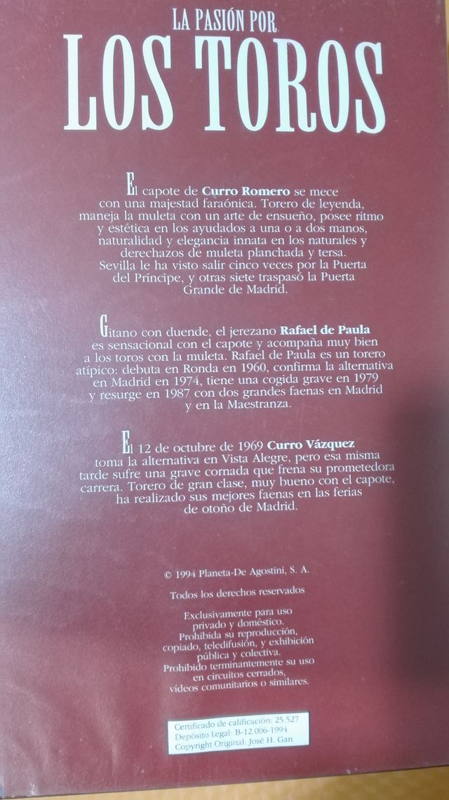 Colección videos VHS "LOS TOROS"