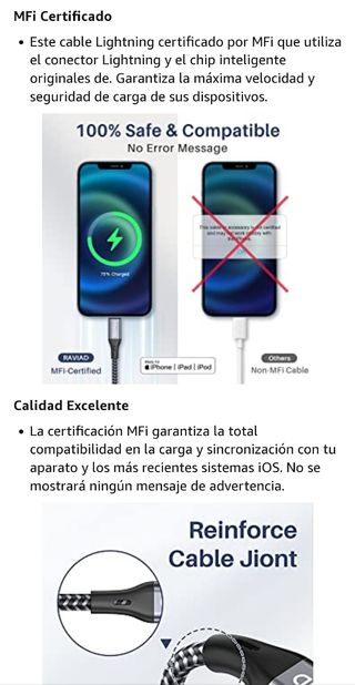 📱 CABLE CARGADOR IPHONE 1,8 METROS 📱