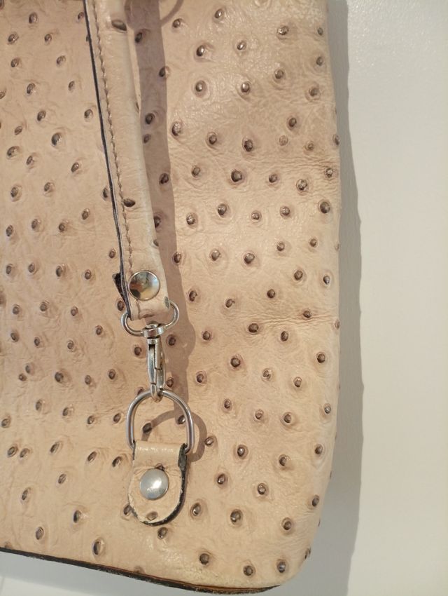 bolso piel beige