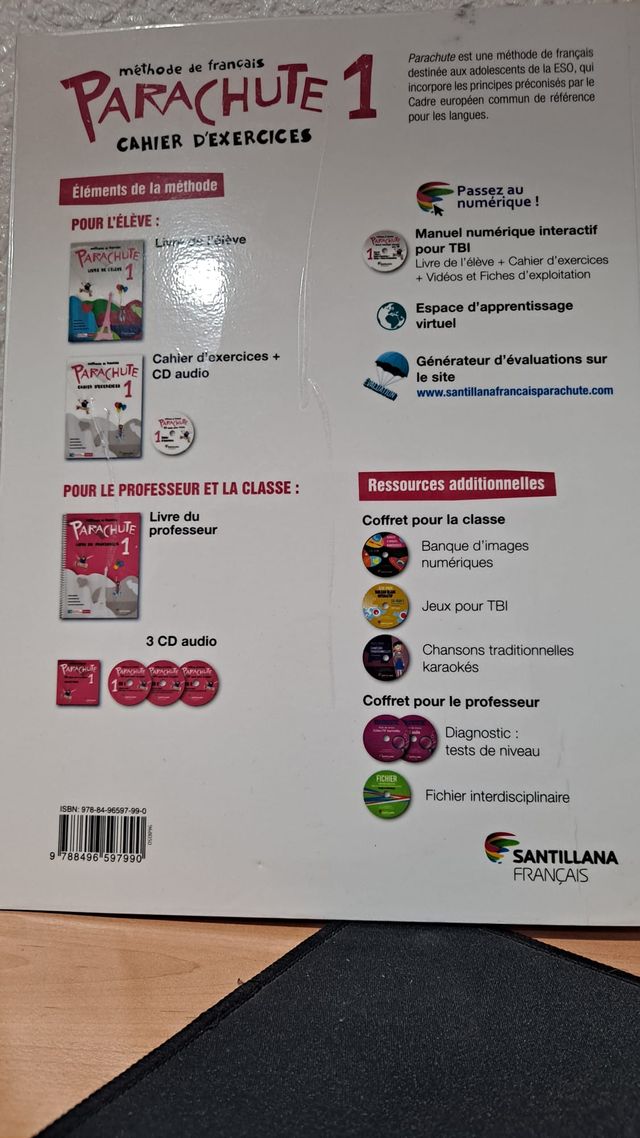 Libro francés de ejercicios Parachute 1 ESO