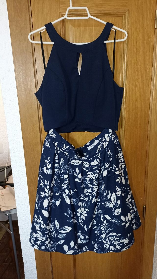 Vestido de dos piezas halter azul Fórmula Joven