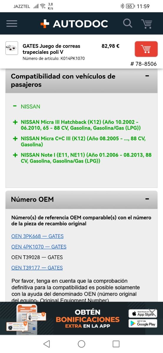 Kit correa órganos Nissan Note-Micra