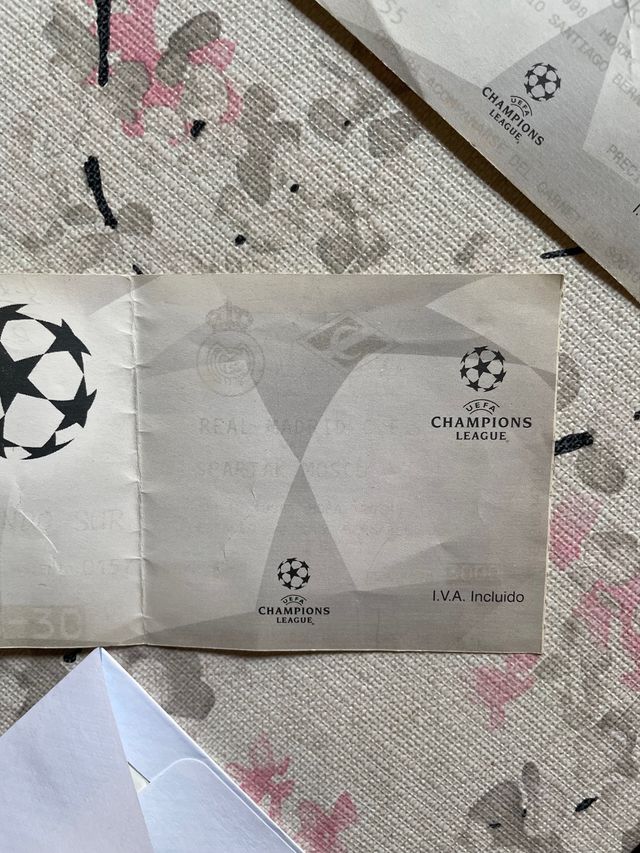 Vecchi biglietti della Champions League del Real Madrid