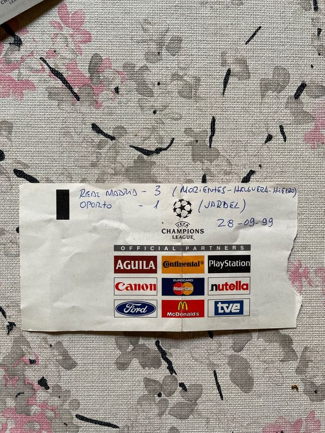 Vecchi biglietti della Champions League del Real Madrid