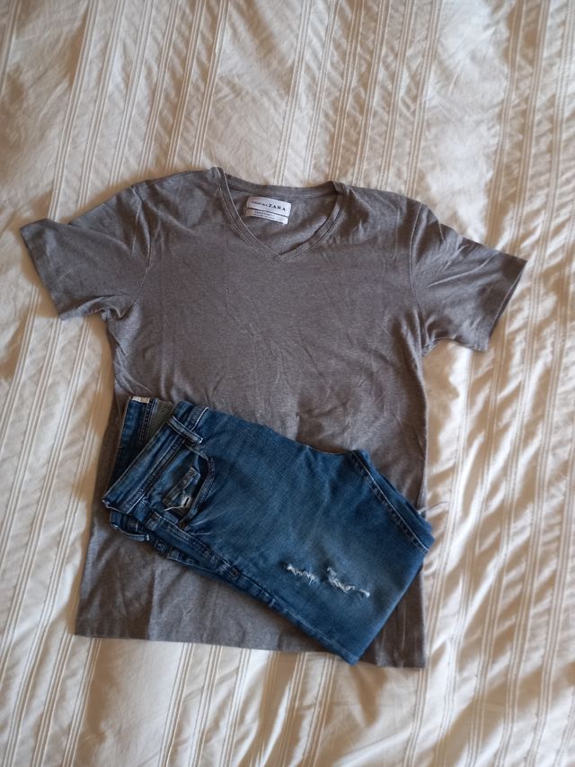 camiseta gris hombre