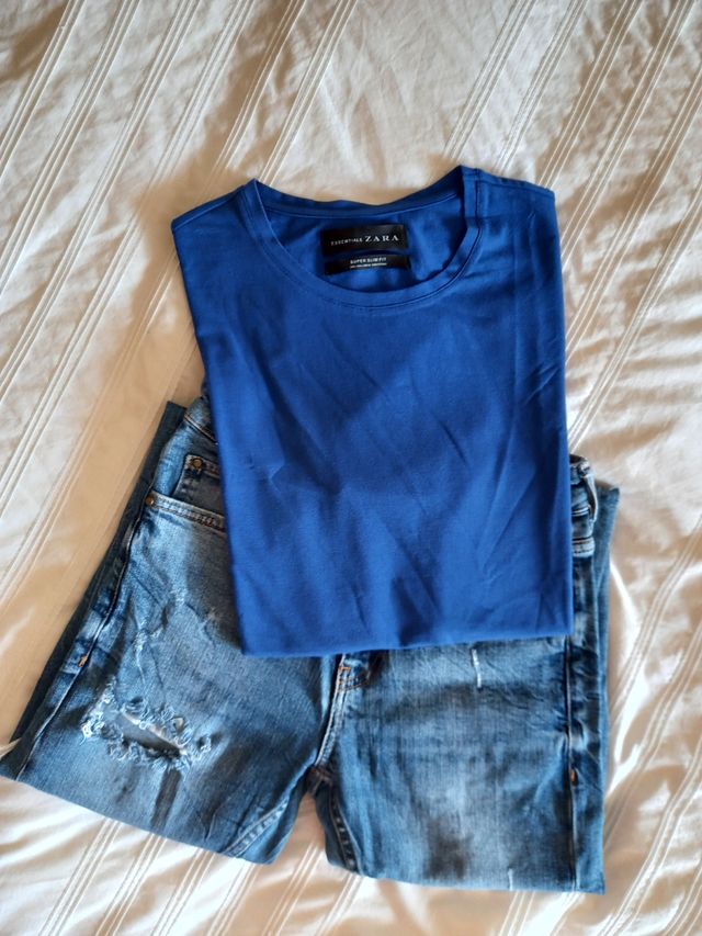 camiseta azulona hombre