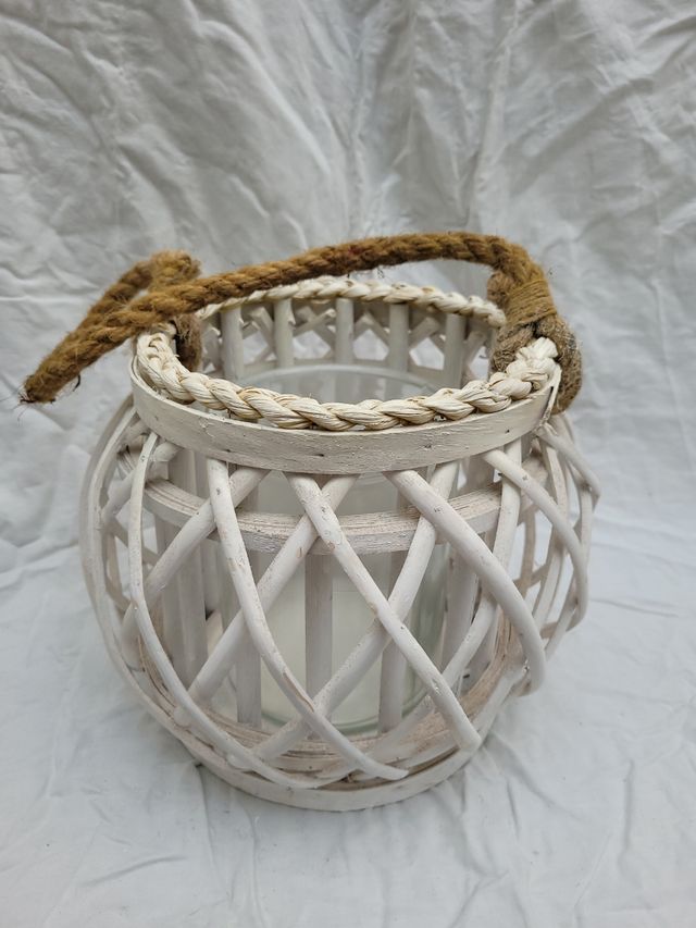 portavelas blanco con cuerda