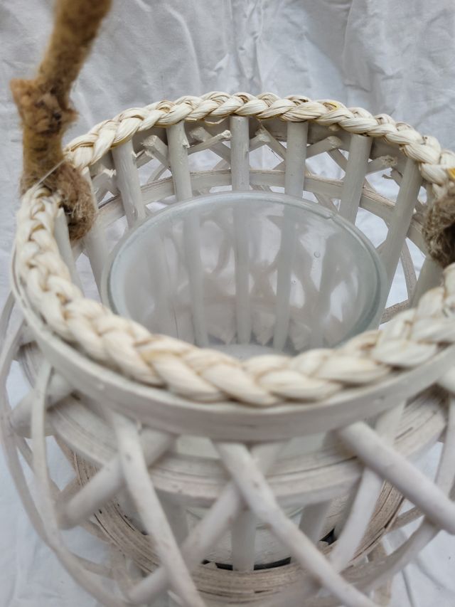 portavelas blanco con cuerda