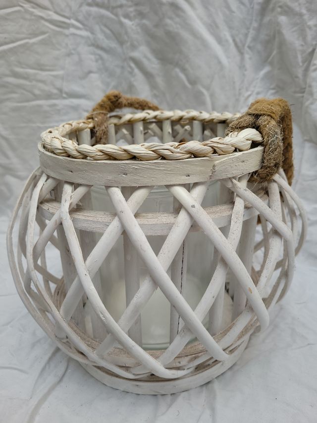 portavelas blanco con cuerda