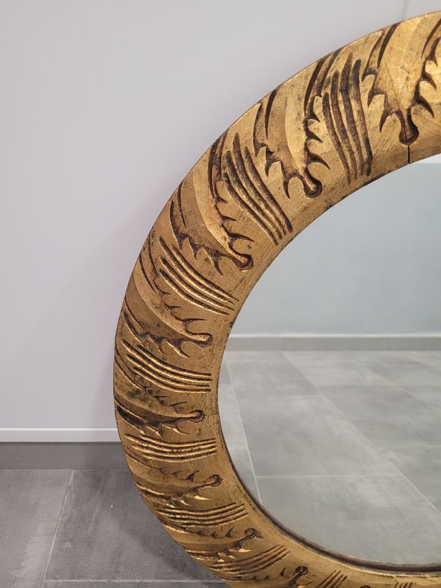 antiguo espejo madera pan de oro