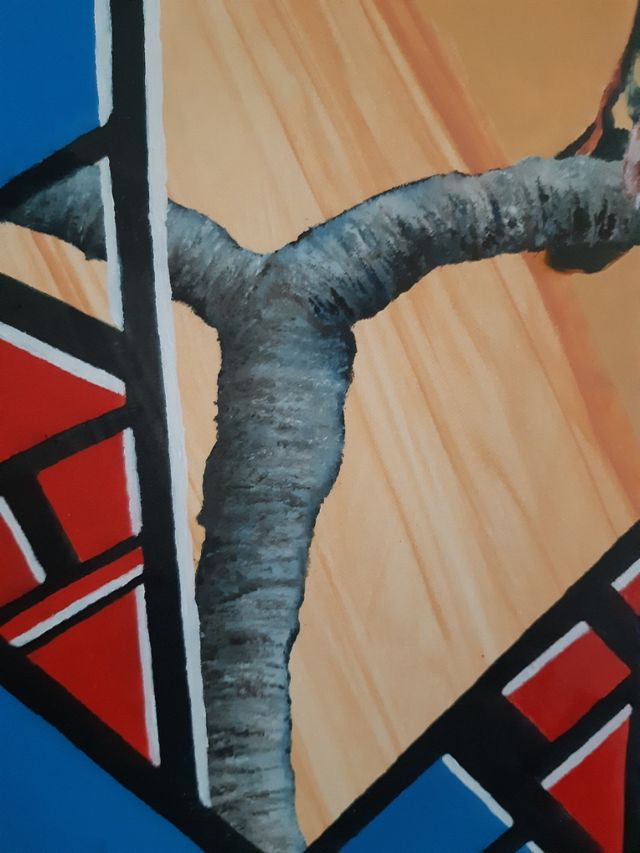 Dipinto Fringuello Fragola astratto geometrico