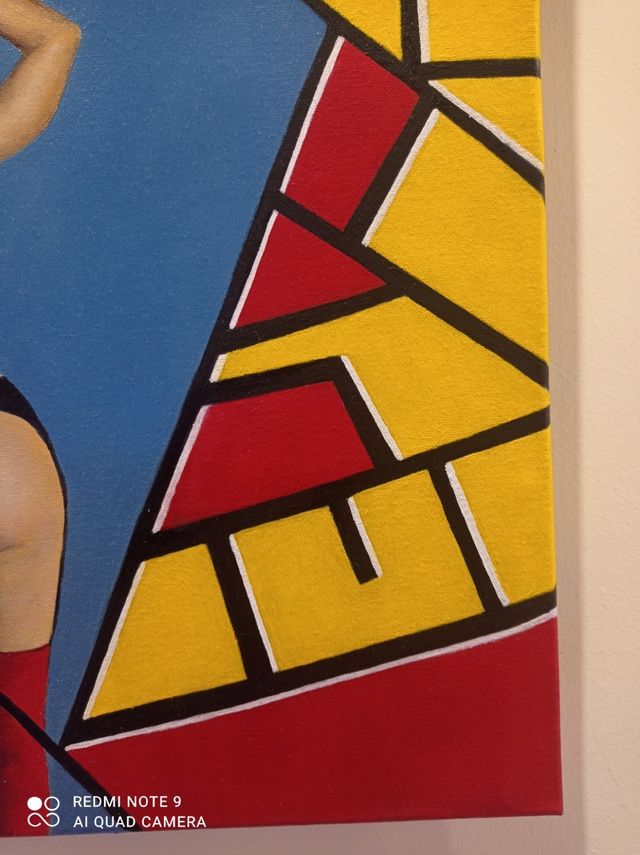 Quadro nudo di donna astratto geometrico