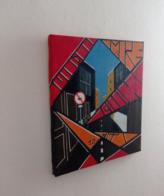 Quadro divieto di mascherina astratto geometrico