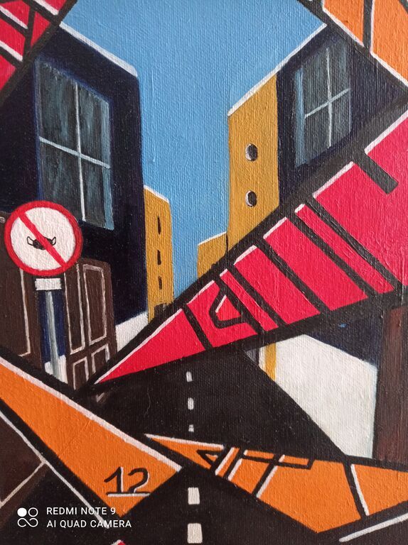 Quadro divieto di mascherina astratto geometrico