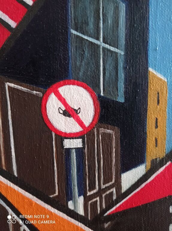 Quadro divieto di mascherina astratto geometrico