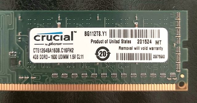 Modulo UDIMM DDR3 1600 da 4 GB