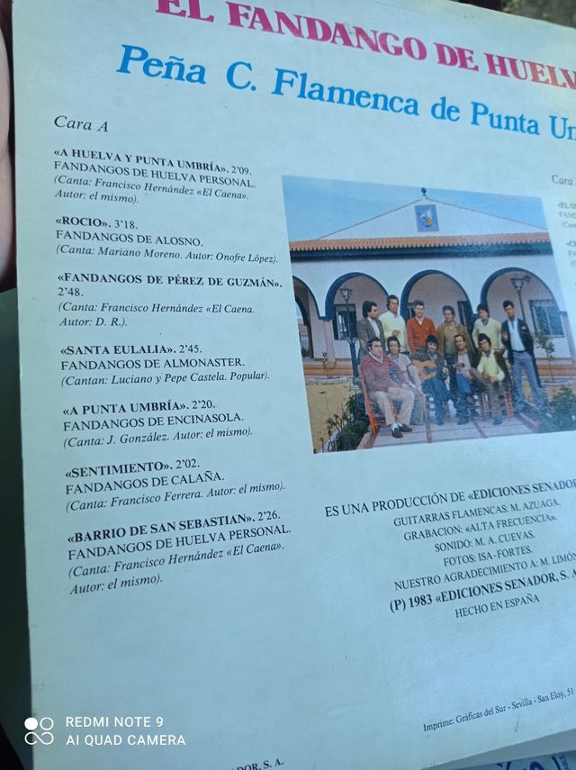 vinilo el fandango de Huelva P.F.de Punta Umbría  