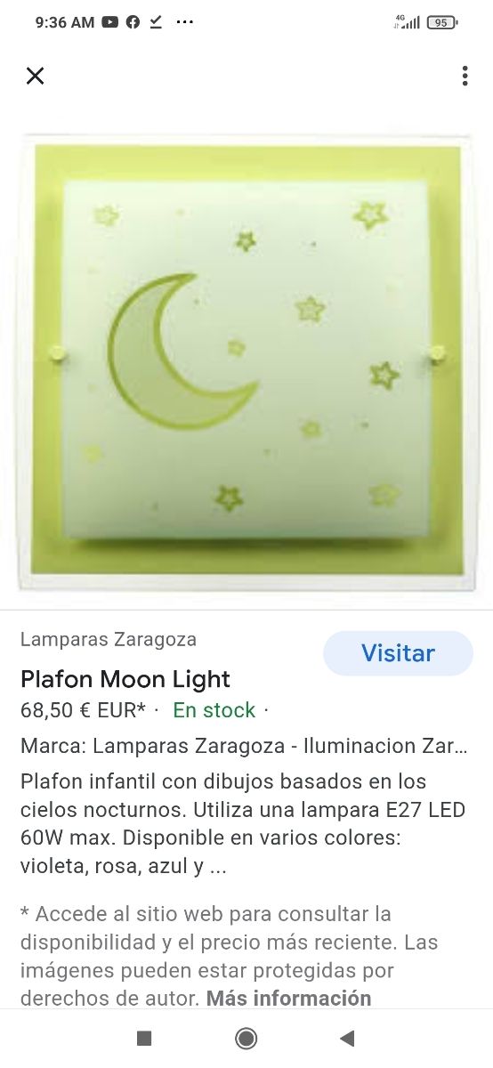 Lámpara plafón techo, cristal