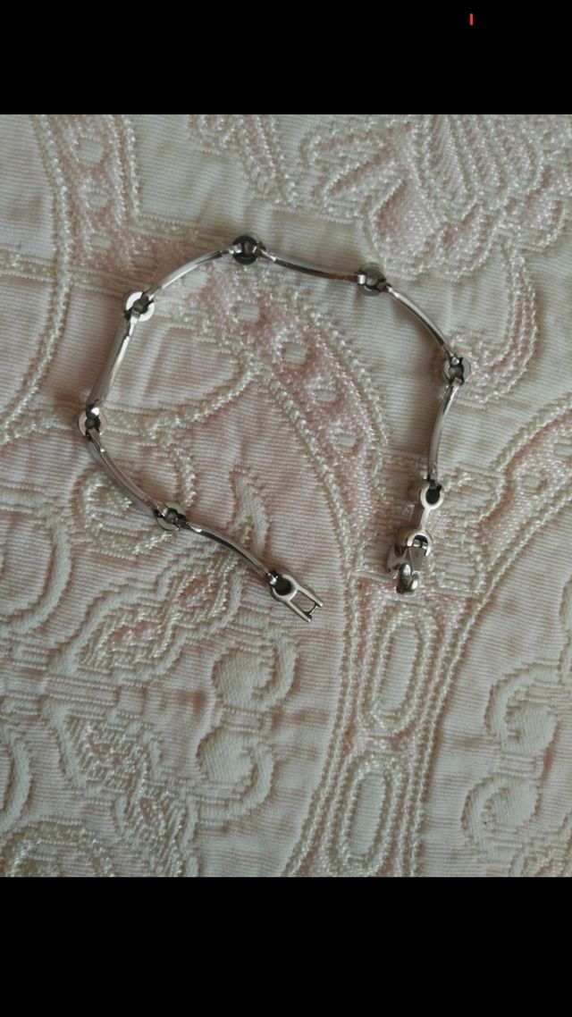 Braccialetto d'acciaio a catena con 8 brillantini