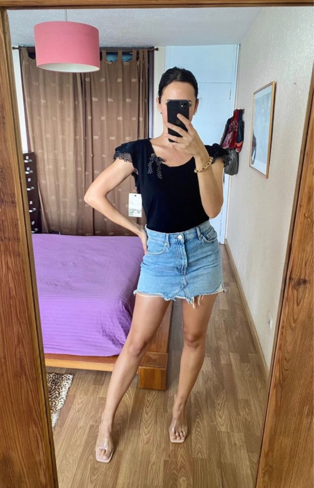 Nuevo top volantes encaje y seda Anna Mora  XL